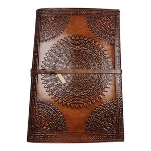 Cuero Handcrafted Leather Journal Refillable Mandala Tree of Life Brown Lined